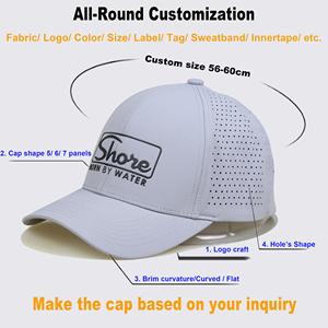 Marca personalizada Qualidade 5 Painel Baseball Waterproof Laser Cut Hole Hat para Unisex logotipo personalizado Rubber <span class=keywords><strong>Patch</strong></span> - Product Image 5