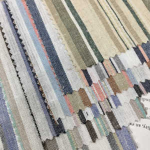 Custom Design Medium Weight Striped <strong>Ramie</strong> Linen Cotton Material <strong>Yarn</strong> Dyed Woven Fabric - Product Image 4