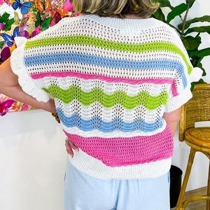 Meilleurs nouveaux produits de 2025 pull en cachemire col rond rayé couleur bloc vêtements mode assez séchage rapide haut pour femme - Product Image 6