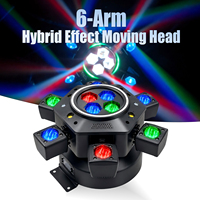 Projecteur de scène LED mobile 150W 26 canaux RGBW 6 bras Effet Bee Eyes Laser DJ Disco Fête DMX 512 avec télécommande