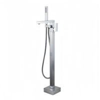 Robinet de baignoire autoportant en laiton chromé, écologique, installation facile, mitigeur de douche à montage au sol, garantie 5 ans