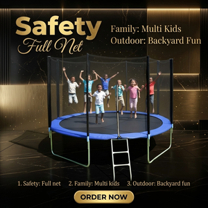 Trampoline de fitness commercial de 12 pieds, pliable, en mousse PVC, avec <span class=keywords><strong>filet</strong></span> de protection en acier pour enfants et adultes, intérieur/extérieur - Product Image 2