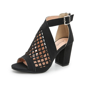 JiaoShangMi Sandalias de tacón con punta abierta, tacón grueso, correa trasera, zapatos elegantes transpirables para mujer, talla 35-40 - Product Image 4