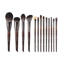 Nouvel ensemble de 13 pinceaux de maquillage en fibres synthétiques Cangzhou avec manche en bois pour le contour des yeux, les fards à paupières, le blush, la poudre libre et les sourcils