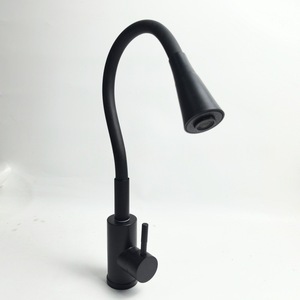 Kitchen Faucet Black Brass Pull Out <b>Spray</b> Deck <b>Mounted</b> Contemporary Design Ceramic Valve Core - Product Image 4