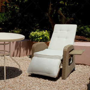 <strong>Garden</strong> Adjustable Angle Thickness <strong>Cushions</strong> <strong>Reclining</strong> Lounge <strong>Chair</strong> Outdoor Hand-Woven Wicker Flip Table Easy Push Back - Product Image 3