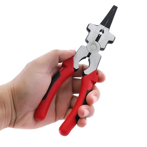Ergonomic <strong>Long</strong> <strong>Nose</strong> MIG Welding Plier Rounded Hammer Face Serrated Jaw Surface Spring Loaded Vinyl Coated Handle for DIY OEM - Product Image 1