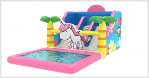 Glissière d'eau gonflable de licorne <span class=keywords><strong>avec</strong></span> la piscine pour des enfants, château extérieur commercial de rebond, fournisseur gonflable de videur de PVC - Product Image 4