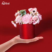 Qibai Aluminiumfolie Kleiner Zylinder Blumeneimer Makronen-Farbige Papierbox Kleine Valentinstag-Verpackungsbox Palmeneimer