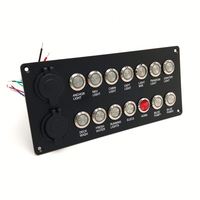 Panneau de commande à boutons poussoirs 12V/24V avec double chargeur USB, boîtier de commutation métallique 14 gangs pour bateau, camping-car, camion, tableau de bord de voiture