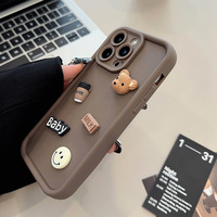 Coque de téléphone en Carton à motif 3D mignon housse de téléphone portable en TPU souple avec protection de la caméra pour IPhones 15 16 Pro Max
