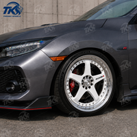 عجلات سبائك مصنوعة من قطعتين بأسلوب JDM الكلاسيكي مقاس 17 و18 و19 و20 بوصة 5x112 5x114.3 من المصنع بخمسة أذرع بيضاء لسيارات الأداء اليابانية