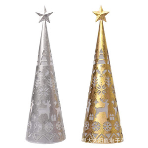Christmas <b>Tree</b> Table Lamp Metal Die Cutting <b>Led</b> Light Battery Powered Decor For Holiday Party Wedding - Product Image 4