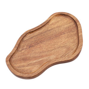 Plateaux en bois d'acacia naturel faits à la main plateaux de service en bois pour la nourriture grand plateau de collation irrégulier Super vente - Product Image 2