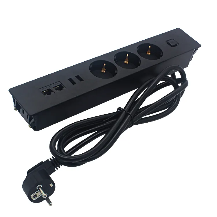 Factory Wholesale EU Multiple USB Desktop Socket Recessed Extension Power Strip