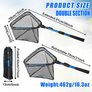 Telescoping मछली पकड़ने लैंडिंग शुद्ध पोर्टेबल बंधनेवाला पोल संभाल टिकाऊ नायलॉन जाल के साथ ट्राउट मछली पकड़ने के जाल मछली पकड़ने शुद्ध - Product Image 3