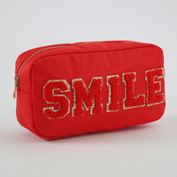 Stock S M L XL Christmas Red Travel borsa da toilette Organizer grande custodia per trucco per bagno donna regalo borsa cosmetica Logo personalizzato
