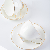 Ensemble de tasses à café en porcelaine à bord doré personnalisé de 250ml, tasses à café à cappuccino en céramique à sublimation vierge pour cadeau promotionnel de 210ml 170ml