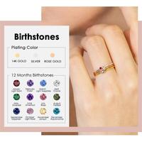 Vente en gros de bagues bijoux en acier inoxydable pour femmes cristaux de haute qualité pierre de naissance véritable pierre précieuse bague de naissance