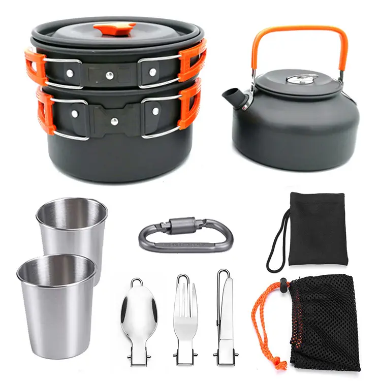 Aluminum Alloy Camping Cookware Set,stainless Steel Utensils Outdoor Cooking equipment,camping cookware Teapot Kettle