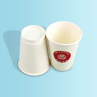 Gobelets en papier jetables blancs personnalisés en gros avec impression de logo rouge pour café et boissons chaudes