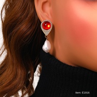 Anting-anting Zirkon Baja Anti Karat Berkualitas Tinggi MW, Perhiasan Mewah Modis untuk Wanita, Anting-anting Liontin Mutiara
