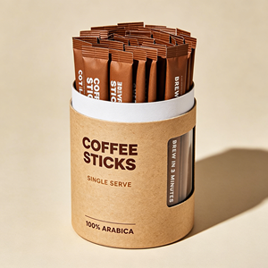 OEM Coffee Single-Serve Kraft Paper Tube Packaging Gold <b>Foil</b> Recyclable Cylinder <b>Container</b> FOR Coffee Sticks, Tea & Matcha - Product Image 5