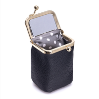Pochette à rouge à lèvres en cuir véritable prête à être expédiée, petite trousse de maquillage à fermeture à pression, sac de rangement portable pour rouge à lèvres pour femmes, cadeau
