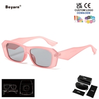 Lunettes de soleil carrées Boyarn Fashion à petite monture, lunettes de soleil angulaires personnalisées, lunettes hip-hop pour femme