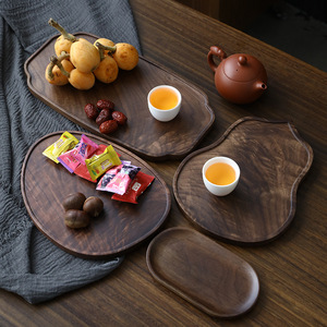 Black Walnut Serving <b>Trays</b> Various Sizes For <b>Tea</b> Coffee Snacks And Desserts Solid Color Wooden Platter - Product Image 2
