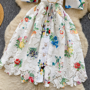 <span class=keywords><strong>Robe</strong></span> imprimée de style vintage pour femmes crochet évidé Design floral tempérament jupe <span class=keywords><strong>mi</strong></span>-<span class=keywords><strong>longue</strong></span> vêtements pour femmes - Product Image 6