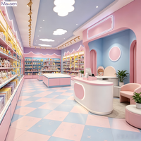 Vitrine d'îlot commerciale tendance à éclairage LED pour magasin de jouets, comptoir de présentation ouvert multi-niveaux, armoire de rangement pour magasins de poupées