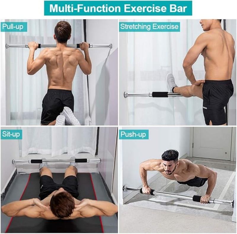 Heavy Duty Adjustable Pull-Up Bar for Home Gym Steel Iron Exercise  Equipment for Upper Body Workout Doorway Chin-Up Bar Home Use