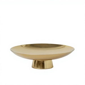 Base Redonda Metálica para Pastel, Acabado Dorado, Diseño de Pedestal, Bandeja Individual para Servir, Vajilla para Bodas y Eventos, Base de Lujo Dorada para Pastel - Product Image 1