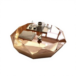Table basse <span class=keywords><strong>de</strong></span> luxe en acier inoxydable <span class=keywords><strong>or</strong></span> rose, design moderne en forme <span class=keywords><strong>de</strong></span> diamant, facile à nettoyer, pour salon, villa, <span class=keywords><strong>maison</strong></span> - Product Image 6
