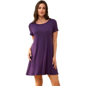 Camisón de Manga Corta Personalizado para Mujer, Vestido de Dormir Suave y Cómodo, Tela de Viscosa de Bambú, Camisón de Modal y Algodón - Product Image 1