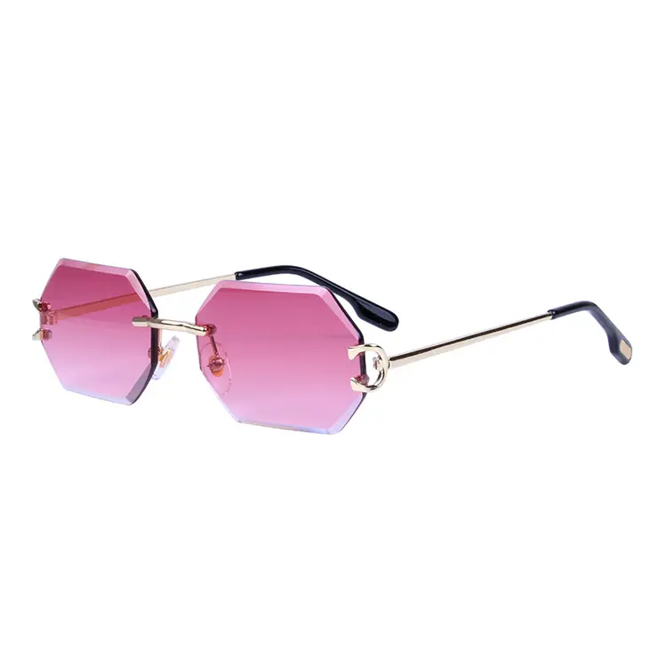 New sunglasses 2022 brand rimless diamond cut sunglasses men women metal Y temple designer glasses sunglasses gafa