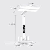 Protection des yeux Double tête USB Rechargeable Dimmable TouchLed Lampe de table avec ventilateur porte-stylo lampe de lecture de bureau