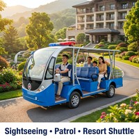 Bus électrique touristique Tarion 8 places 3 rangées, voiture de patrouille à toit ouvert, moteur AC 72V 4KW, frein à double circuit, 30 km/h, batterie au lithium