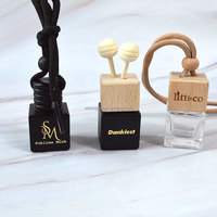 Carré pleine bouteille noire or argent parfum bouteilles vides pendentif parfum parfum bouteille en verre voiture diffuseur emballage