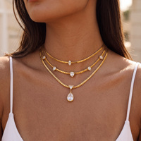 2026 SET KALUNG VINTAGE BARU MOTIF DAUN AIR MATA UNGGULAN MODEL SNAKE BONE MEWAH Dazan INS Lapis Emas 18K PVD Baja Tahan Karat Perhiasan Wanita Hadiah
