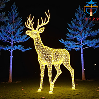 Riesige LED-Weihnachtsschlitten- und Rentier-Laterne für öffentliche Plätze, Outdoor-Feiertagsdekoration, Seidenkunst-Landschaftsset