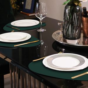 Juego de posavasos de cuero PU, manteles de mesa resistentes a las manchas, vajilla lavable, alfombrilla antideslizante con lengüeta redonda - Product Image 2