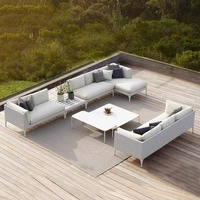 Ensemble de canapés modulaires d'extérieur en rotin PE, structure en aluminium, coussins imperméables pour patio, cour, villa, jardin, mobilier de salon