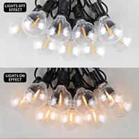 Guirlande lumineuse solaire G40 pour l'extérieur, étanche IP65, rechargeable par USB, ampoules LED à intensité variable avec 6 modes d'éclairage pour patio et jardin