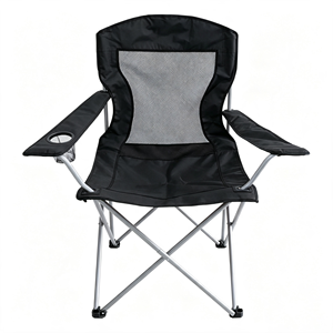 Chaise de camping pliable portable moderne pour l'extérieur avec cadre en acier inoxydable et accoudoirs en tissu Oxford maillé - Product Image 3
