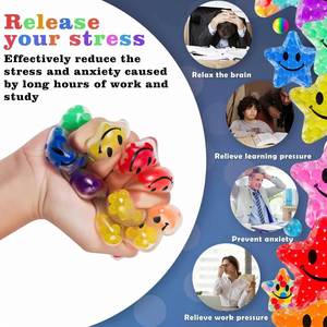 Colorful Star Shaped Water Bead Stress Balls Squeeze & Decompress <b>Fidget</b> Toys for Kids and Adults - Product Image 3