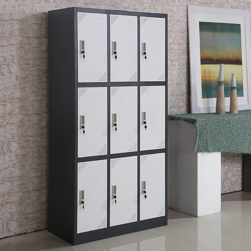 9 Door Uniform Lockers Work Place Lockers Metal Steel Locker Cabinet