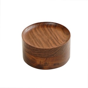 Black Walnut Round Jewelry Box Solid Wood <b>Ring</b> Box Earring <b>Storage</b> Rustic Style General Packaging Customizable Size YC-240409 - Product Image 5