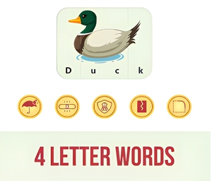 4 Letter Words <b>Puzzle</b> <b>Board</b> Game Vocabulary Learning Card Game for Kids Preschool Education Learning Tool & Educational Toy - Product Image 2